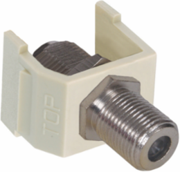 Snap-Fit F-Coax Connector, 0.970 Inch, Nickel, 2GHz, Female to Female