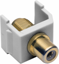 Snap-Fit RCA to F-Connector, White, Beryllium Copper, 0.600 Inch Width