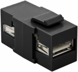 Keystone USB Jack, Snap-Fit, V3.0, A to A, Black, 3.400 Inch Width