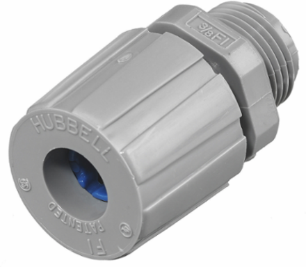 Nylon Straight Male Cord Connector, 3/8 Inch, .38-.44 Inch Conductor Range