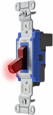 Heavy Duty Single Pole Toggle Switch, 15A 120-277V AC Red LED