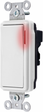Pilot Light Decorator Switch, 15A 120-277V, 1-1/2 Inch Height, White