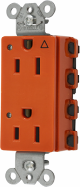 Isolated Ground Receptacle, 15A 125V, Nylon, Orange, 3.28 x 1.64 x 1.1 Inch