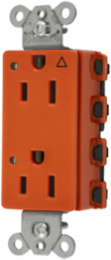 Isolated Ground Receptacle, 15A 125V, Nylon, Orange, 3.28 x 1.64 x 1.1 Inch
