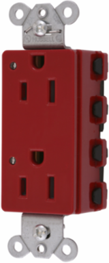 Decorator Duplex Receptacle, 15A 125V, LED Indicator, Red, Nylon