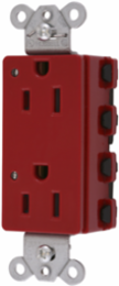 Decorator Duplex Receptacle, 15A 125V, LED Indicator, Red, Nylon