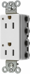 15A 125V Decorator Duplex Receptacle, 2-Pole 3-Wire, Nylon, White
