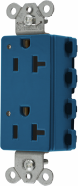 Style Line Duplex Receptacle, 20A 125V, 3-Wire, LED Indicator, Nylon, Blue