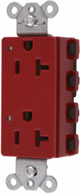 Decorator Duplex Receptacle, 20A 125V, 3-Wire Grounding, LED Indicator, Red