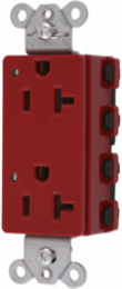 Decorator Duplex Receptacle, 20A 125V, 3-Wire Grounding, LED Indicator, Red