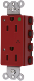 Hospital Grade Receptacle, 15A 125V, Isolated Ground, Red, 2-Pole