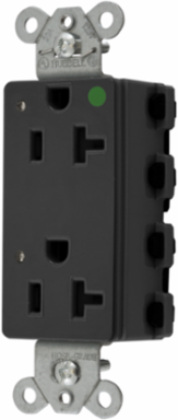 Hospital Grade Receptacle, 20A 125V, 2-Pole 3-Wire, LED Indicator, Black