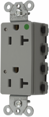Straight Blade Receptacle, 20A 125V, 2-Pole, LED Indicator, Gray
