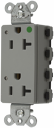 Straight Blade Receptacle, 20A 125V, 2-Pole, LED Indicator, Gray