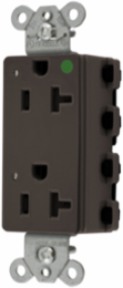 Hospital Grade Decorator Receptacle, 20A 125V, 2-Pole, 3-Wire, Nylon, Brown, Size 3.28 in x 1.64 in x 1.1 in, LED Indicator