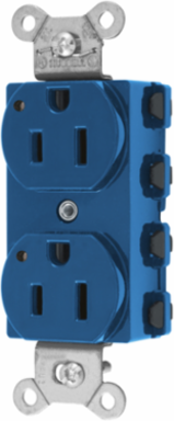 Duplex Receptacle, 15A 125V, 2-Pole 3-Wire Grounding, LED Indicator, Blue