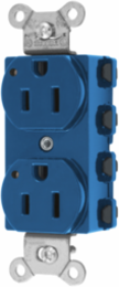 Duplex Receptacle, 15A 125V, 2-Pole 3-Wire Grounding, LED Indicator, Blue