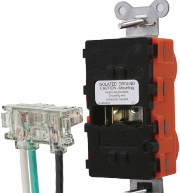 Duplex Receptacle, 15A 125V, 2-Pole, Nylon, Orange, LED Indicator