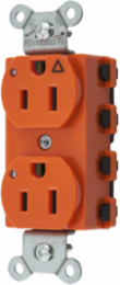 Duplex Receptacle, 15A 125V, 2-Pole, Nylon, Orange, LED Indicator