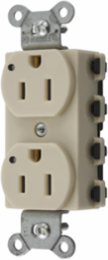 Duplex Receptacle, 15A 125V, 2-Pole 3-Wire, LED Indicator, Nylon, Ivory