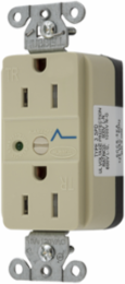 Duplex Receptacle, 15A 125V, 2-Pole, Surge Protection, Nylon, Ivory