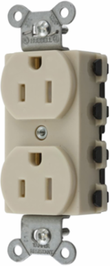 Tamper Resistant Duplex Receptacle, 15A 125V, Ivory, 3-Wire Grounding