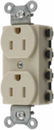 Tamper Resistant Duplex Receptacle, 15A 125V, Ivory, 3-Wire Grounding