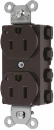 Duplex Receptacle, 15A 125V, 2-Pole 3-Wire Grounding, Nylon, Brown