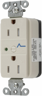 Duplex Receptacle, 15A 125V, 3.28 Inch x 1.75 Inch, Nylon, Light Almond