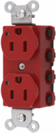 Duplex Receptacle, 2-Pole 3-Wire, 15A 125V, Red, Nylon