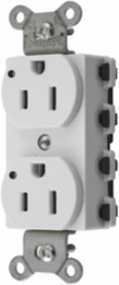 Duplex Receptacle, 15A 125V, 2-Pole 3-Wire, Nylon, White