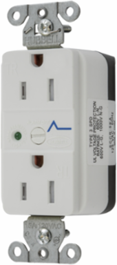 Duplex Surge Protection Receptacle, 15A 125V, Tamper Resistant, LED Indicator