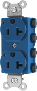 Duplex Receptacle 20A 125V 3-Wire Grounding LED Indicator Nylon Blue