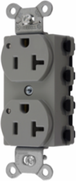 Duplex Receptacle with LED Indicator, 20A 125V, Nylon, Gray