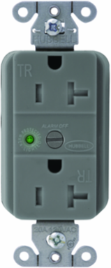 Surge Protection Receptacle, 20A 125V, 2-Pole, 3-Wire, Nylon, Gray
