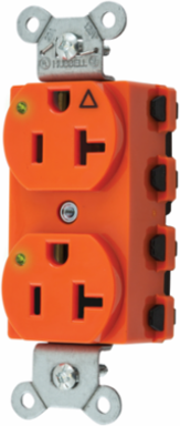 Duplex Receptacle 20A 125V 2-Pole 3-Wire Quick Connect Nylon Orange