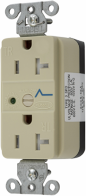 Duplex Surge Protection Receptacle, 20A 125V, 3-Wire Grounding, Ivory