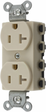 Tamper Resistant Decorator Duplex Receptacle, 20A 125V, 3-Wire Grounding, Ivory