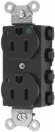 Hospital Grade Duplex Receptacle, 15A 125V, 2-Pole, LED Indicator, Nylon, Black