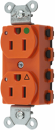 Duplex Receptacle, Hospital Grade, 15A 125V, 2-Pole, Nylon, Orange