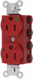 Duplex Hospital Grade Receptacle, 15A 125V, 2-Pole, Isolated Ground, LED Indicator