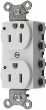 Duplex Receptacle, Hospital Grade, 15A 125V, LED Indicator, Nylon