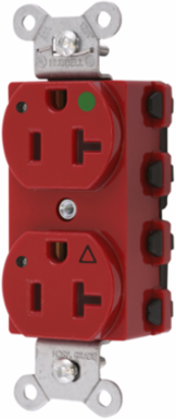SNAPConnect® Duplex Hospital Grade Receptacle, 20A 125V, 2-Pole, LED Indicator, Red