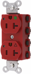 SNAPConnect® Duplex Hospital Grade Receptacle, 20A 125V, 2-Pole, LED Indicator, Red