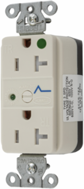 Hospital Grade Surge Protection Receptacle, 20A 125V, 2-Pole, Light Almond