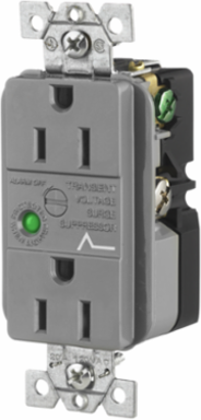 Surge Suppression Receptacle, 15A 125V, 2-Pole 3-Wire Grounding, Gray