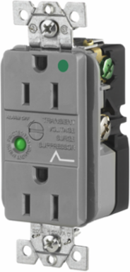 Hospital Grade Surge Suppression Receptacle, 15A 125V, 5-15R, Gray