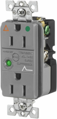Hospital Grade Surge Suppression Receptacle, Isolated Ground, 15A 125V, Gray
