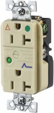 Circuit Watch Surge Suppression Receptacle, Hospital Grade, 20A 125V, 5-20R, Ivory