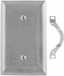 1-Gang Strap Mounted Blank Wallplate, 3.4 Inch Width, Stainless Steel Type 430